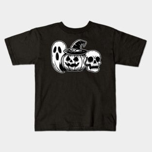 Ghost Pumpkin Skull Halloween Kids T-Shirt